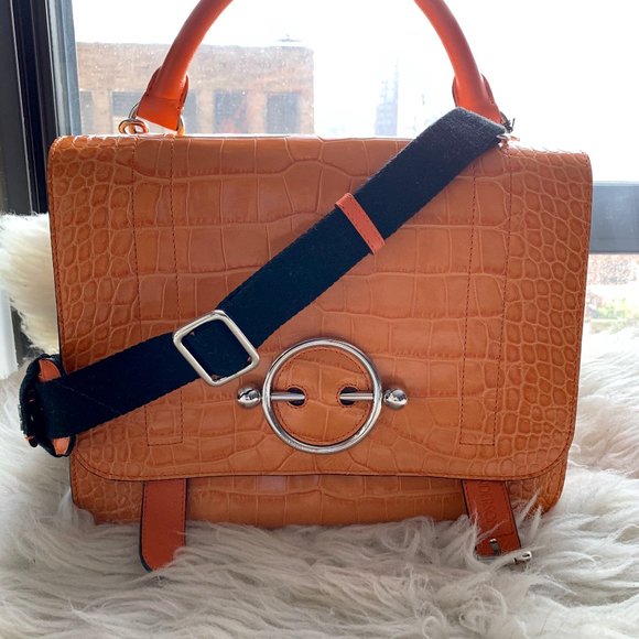 J.W. ANDERSON Large Disc Satchel Orange Croc - Picture 1 of 10